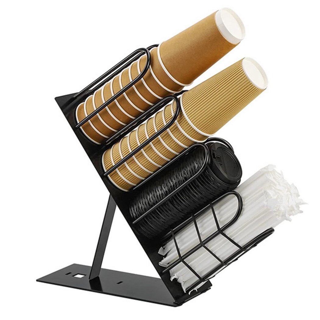 Paper Cup and Lid Holder, UShaped Rail Disposable Coffee Cup Dispenser