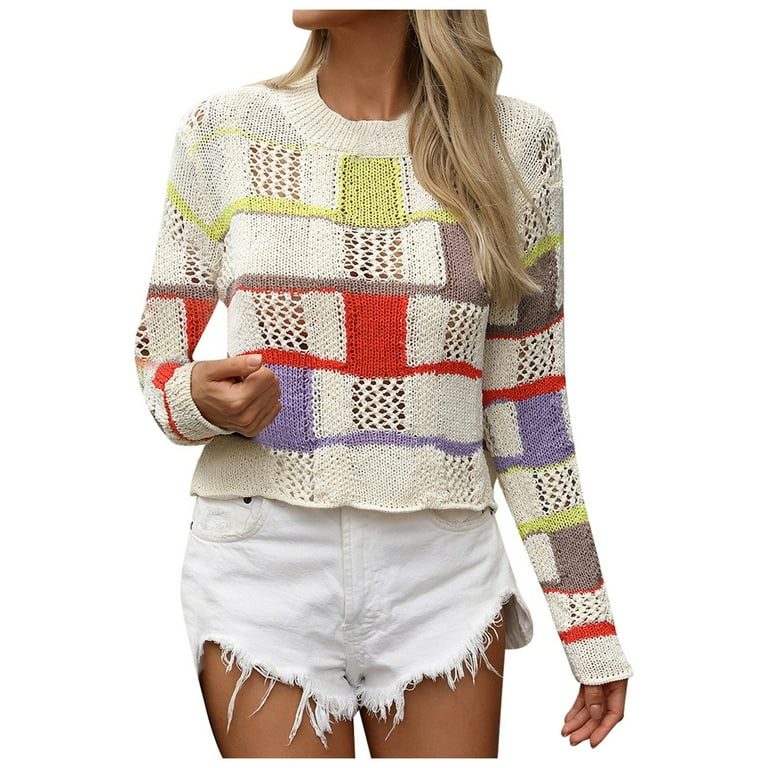 Paper Cup Sweater Light Sweatshirts Men s Pullover Women s Plus Size Color Block Knit Pullover Sweater Stylish Round Neck Long Thin Sweatshirt for Men Running Sweatshirts for Men 5t Pullover Sweater W...