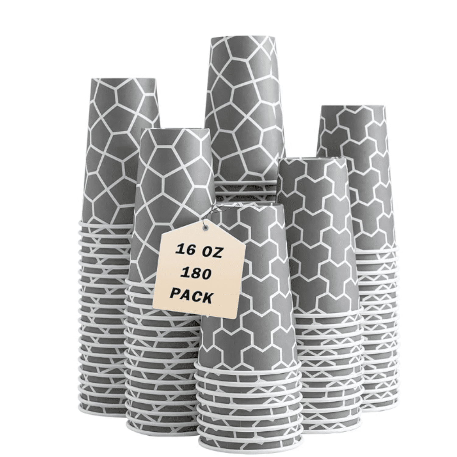 Paper Cups 16 oz Coffee Cups 180 Count, Disposable Coffee Cups, Hot/Col ...