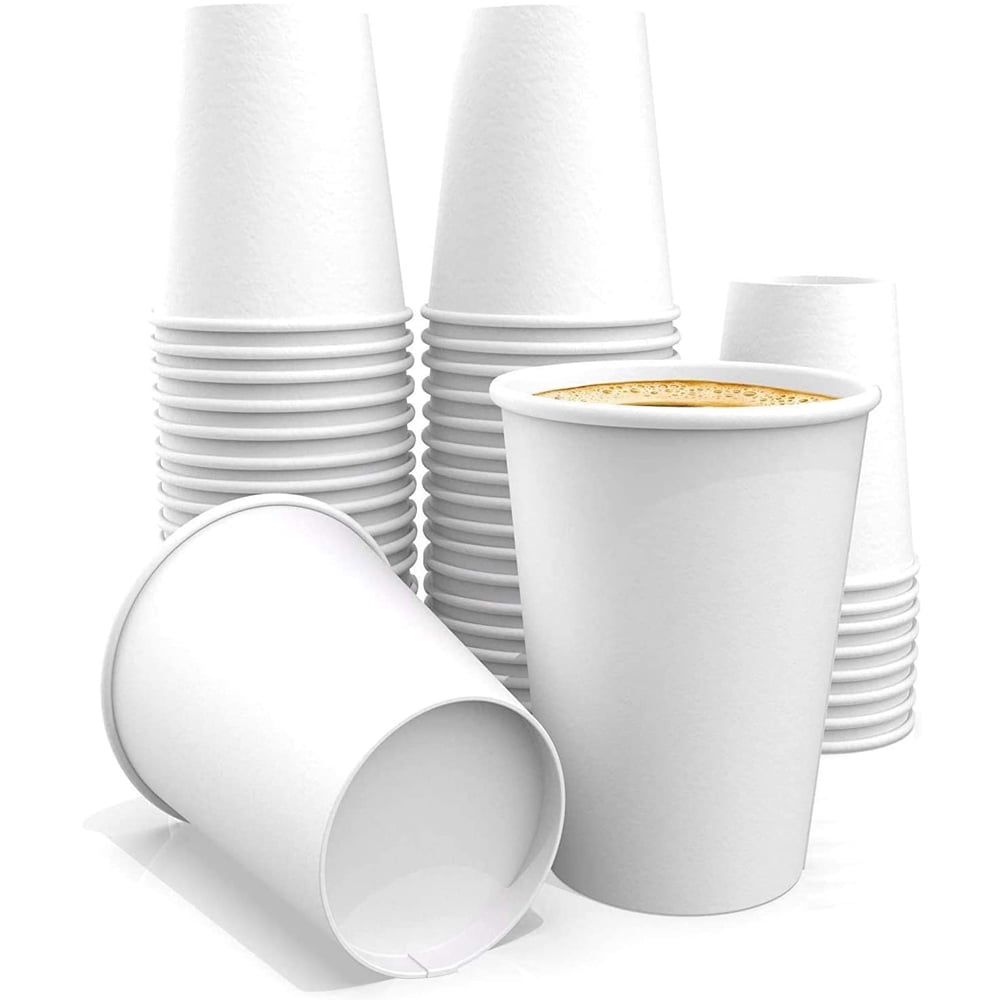Paper Cups, 50 Pack 7 Oz Paper Cups, White Paper Coffee Cups 7 Oz ...