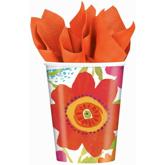 Paper Cups 9 Ounce 8/Pkg-Floral Splash