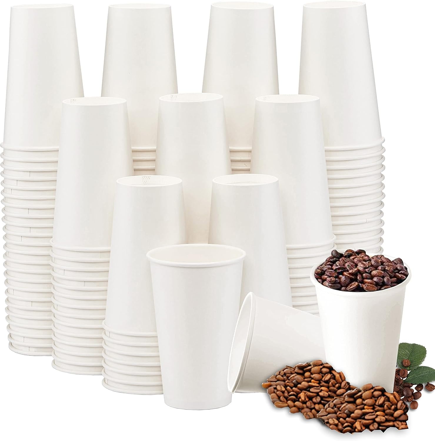 Paper Cups , Disposable Coffee Cups, Paper Coffee Cups 8 oz, White Hot ...