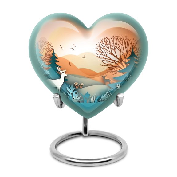Paper Cut Out Deer Forest Urns For Human Ashes, Cremation Urn For Ashes, Heart Urn, Urn For Ashes For Women, Funeral Urn For Ashes Adult Male, Cremation Urns, Urns For Human Ashes Female 3inch,1pcs