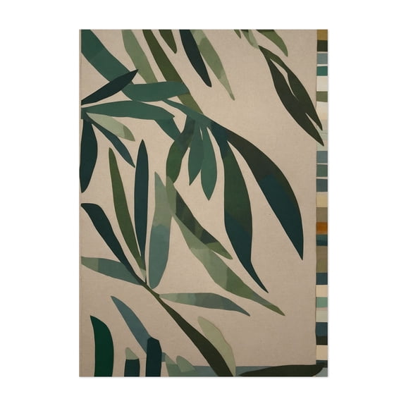 Paper Cut Green Leaves - Mixed Media Botanical Abstract Nature Minimalist Modern Art Geometric Tropical Unframed Wall Art Print 12 x 16 inches