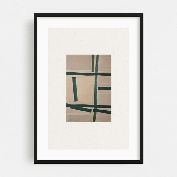 Paper Cut No.3 - Mixed Media Abstract Minimalist Geometric Modern Art Mid-Century Modern Pastel Bauhaus Black Framed Wall Art Print 11 x 14 inches