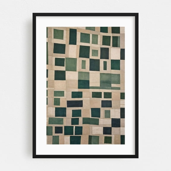 Paper Cut No.6 - Collage Geometric Abstract Modern Art Minimalist Mid-Century Modern Bauhaus Art Deco Black Framed Wall Art Print 5 x 7 inches
