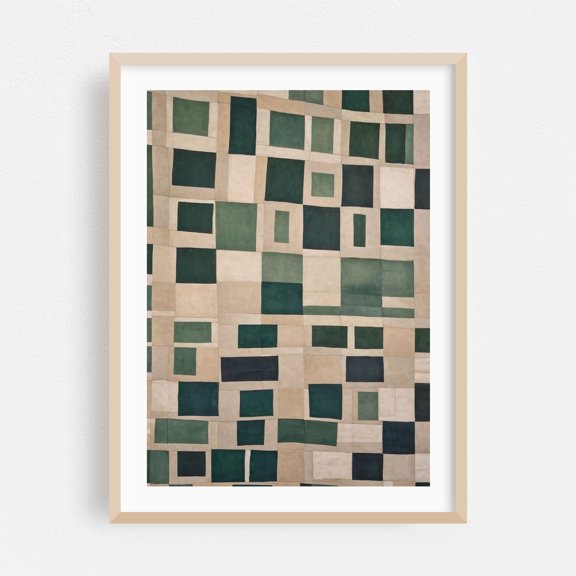 Paper Cut No.6 - Collage Geometric Abstract Modern Art Minimalist Mid-Century Modern Bauhaus Art Deco Oak Framed Wall Art Print 5 x 7 inches