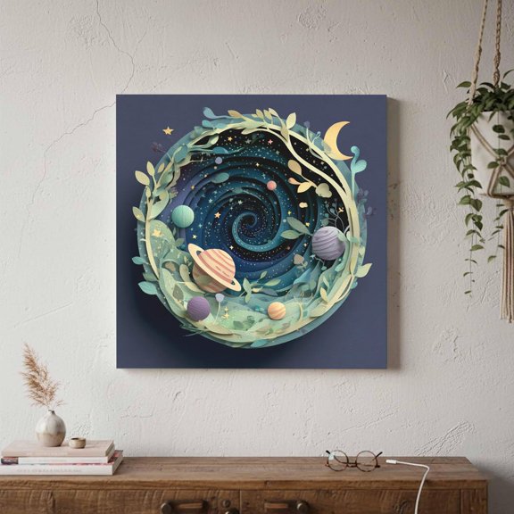 Paper Cut Space Art Print Layered Cosmic Wall Decor, Unframed Paper Print
