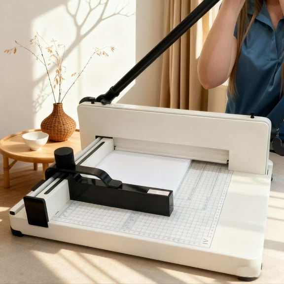 Paper Cutter 12 Inch, Heavy Duty Craft Tools for A4 Paper, Guillotine Paper Cutter 400 Sheet Capacity, Solid Steel Construction, White