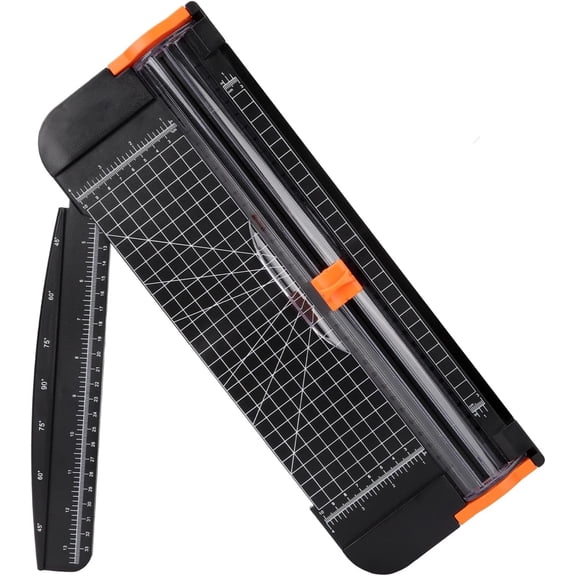 Paper Cutter 12 Inch Paper Trimmer Slider Crafting Scrapbooking Supplies for A4 Vinyl Photo Cardstock with Security Blade and Foldable Ruler