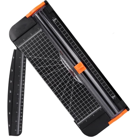 Paper Cutter 12 Inch Paper Trimmer Slider Crafting Scrapbooking Supplies for A4 Vinyl Photo Cardstock with Security Blade and Foldable Ruler