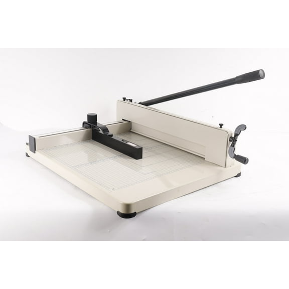 Paper Cutter 17 Inch with Cutting Stick(red), Heavy Duty Craft Tools for A4 Paper, Guillotine Paper Cutter 400 Sheet Capacity, Solid Steel Construction, White