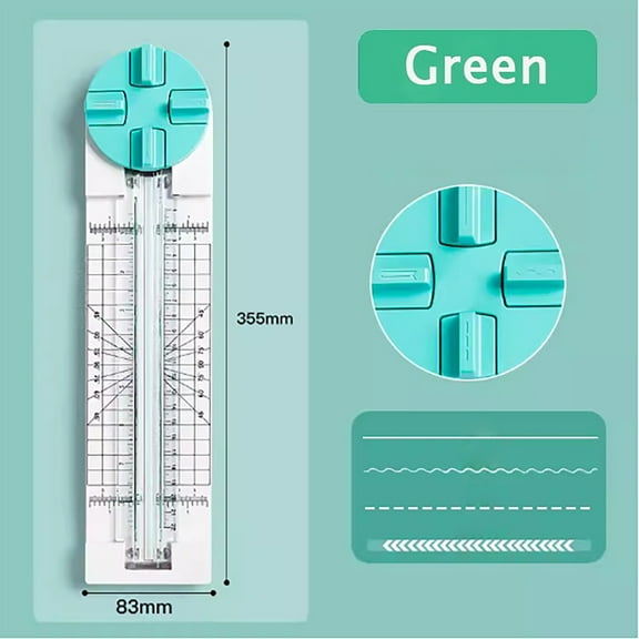Paper Cutter 4 in 1 | Multifunction Photo Paper Trimmer with Straight, Wave, Dotted & Creasing Blades | Portable ABS Plastic | Cuts 12 A4 Sheets | DIY Card Craft Tool 230mm | Durable & Lightweight