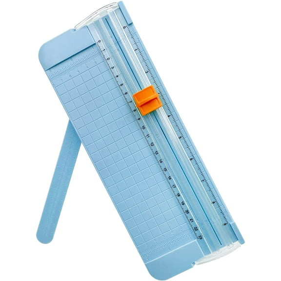 Paper Cutter, A4 Paper Trimmer with Security Safeguard & Side Ruler Portable Straight Edge Cutter for Scrapbooking Craft Paper, Photos, Label, Cardstock (Blue)
