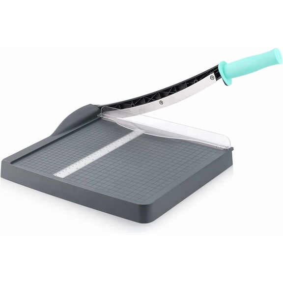 Paper Cutter, Paper Slicer with Safety Guard and Blade Lock, 12" Cut Length Guillotine Paper Cutter with 16 Sheet Capacity, Paper Cutters and Trimmers for Cardstock Cardboard (Gray)