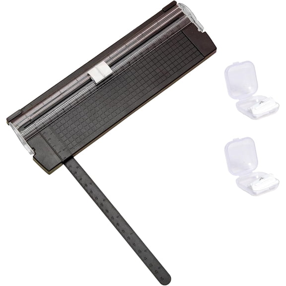 Paper Cutter Slider Guillotine,A5 Paper Slicer Trimmer with 3 Security Blader for Scrapbooking Craft, Photo, Coupon, Label, Cardstock (Black)