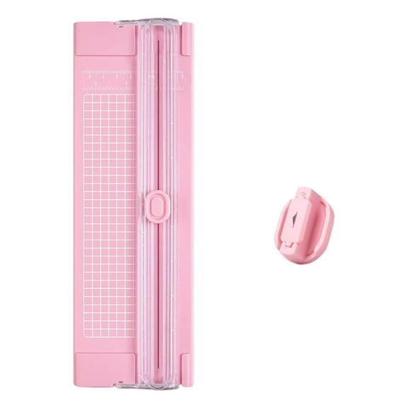 Paper Cutter Trimmer, A4 Straight Small Portable Paper Slide Paper Slicer with Safe-Guard for Craft Cardstock Label Card, Scrapbook Photo (Pink) 3.46x10.62"