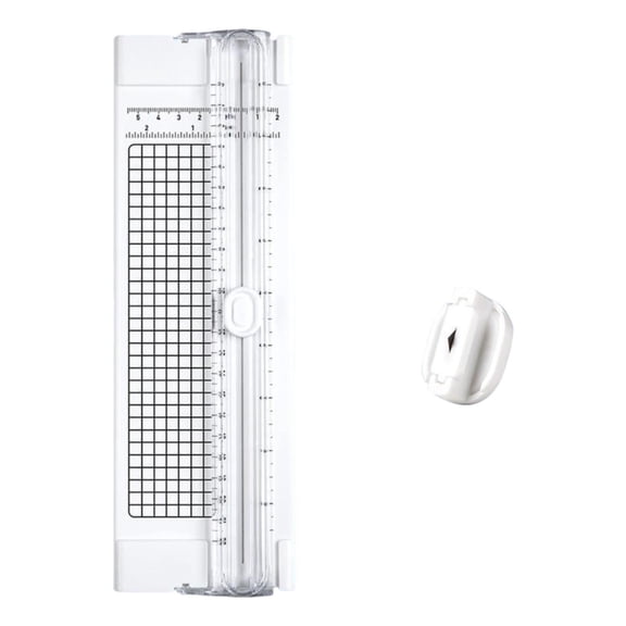 Paper Cutter Trimmer, A4 Straight Small Portable Paper Slide Paper Slicer with Safe-Guard for Craft Cardstock Label Card, Scrapbook Photo (White) 3.46x10.62"