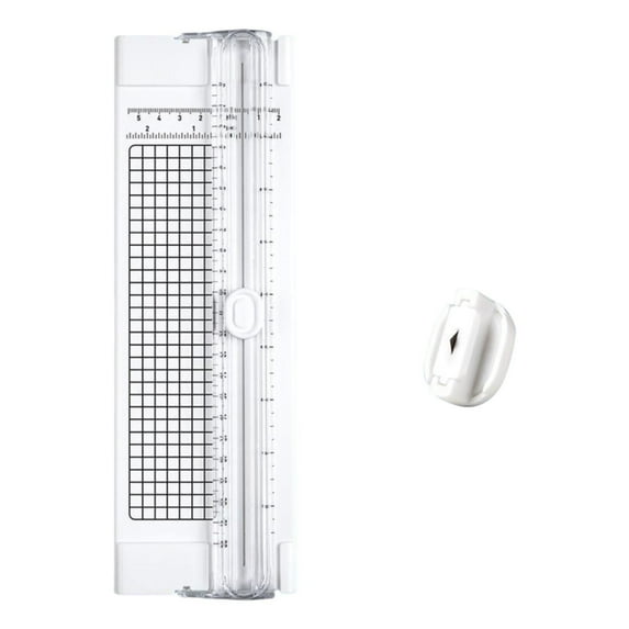 Paper Cutter Trimmer, A4 Straight Small Portable Paper Slide Paper Slicer with Safe-Guard for Craft Cardstock Label Card, Scrapbook Photo (White) 3.46x10.62"
