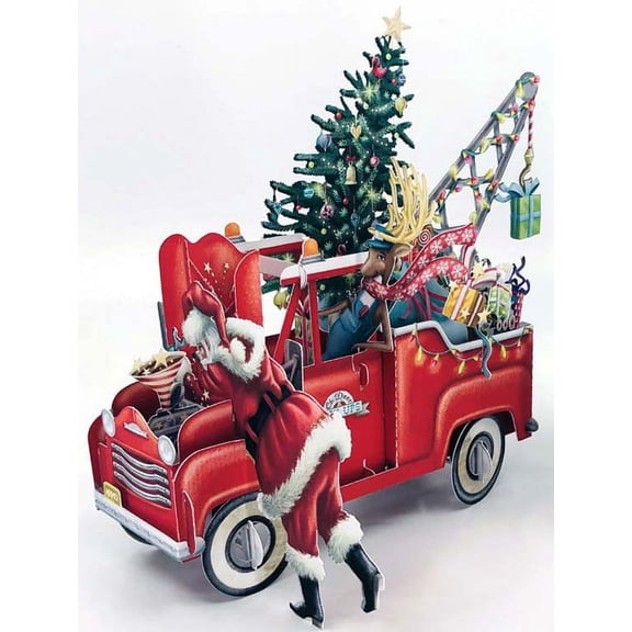Paper D'Art : Santa's Red Pickup Truck 3D Pop Up Laser Cut Christmas Card