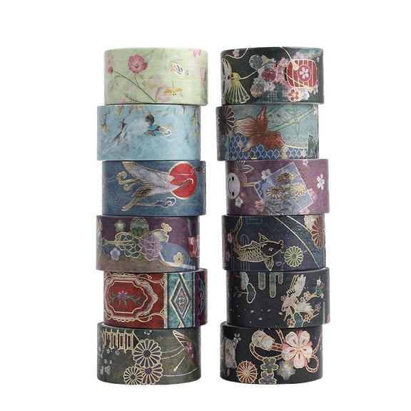 Paper Decorative Tapes for Arts DIY Crafts Journals Planners Scrapbook Wrapping Mixed Color 15mm 2m/roll 12rolls/set
