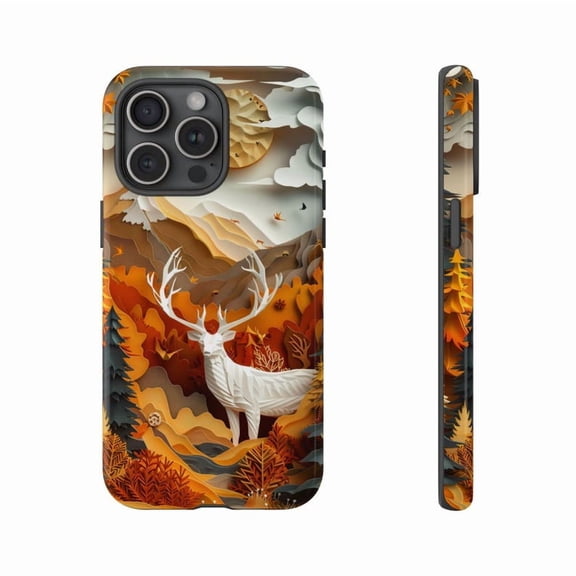 Paper Deer Forest Artwork Phone Case Wilderness Nature Design with iPhone 17 to 11 Pro Max