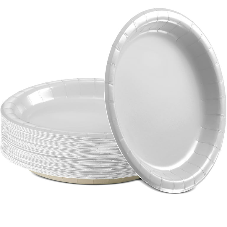 Amcrate Paper Dinner Plates Silver, 8 1/2 Inches Paper Plates Disposable, Strong and Sturdy Disposable Plates for Party, Dinner, Holiday, Picnic, or