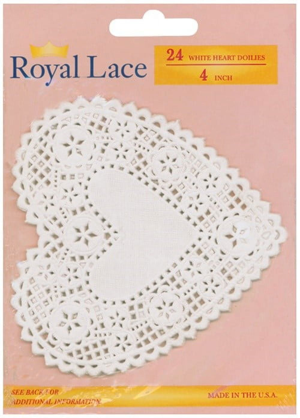 Paper Doilies4" Heart White 24/Pkg, Pk 6, Royal Lace