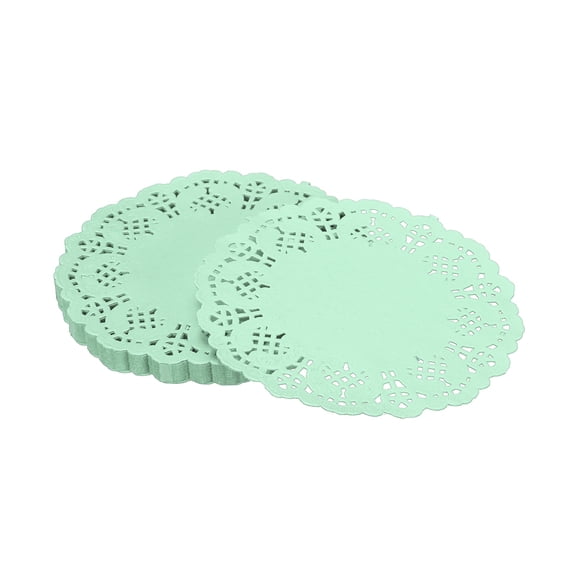 Uxcell Paper Doilies, Paper Lace Doilies Disposable Round Modern Decorative Placemats Bulk, Fit for Baked Food Green 3.5 Inch