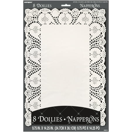 Paper Doily Party Placemats, 14.25 x 9.75 in, White, 8ct