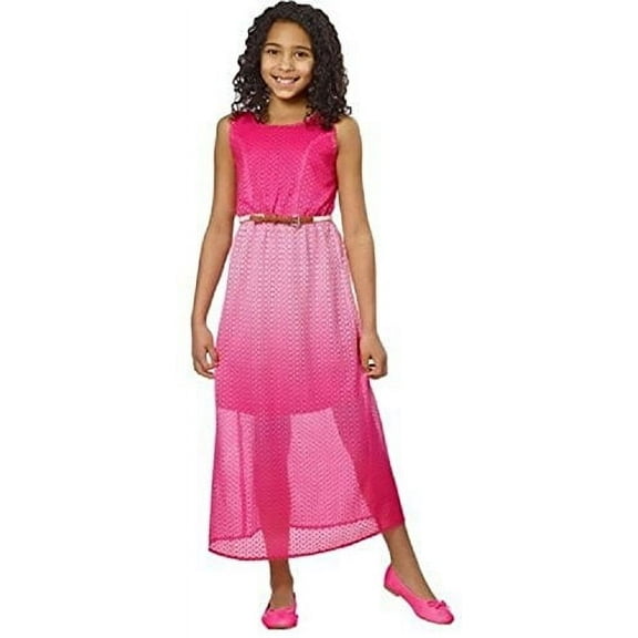 Paper Doll Girls&#39; Dress with braided belt - Fuchsia (Size 12)