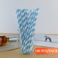 thumbnail image 1 of Paper Drinking Straws 100 Pack Thick Durable Biodegradable Fashionable One Time Use No Taste Disposable Eco Friendly for Party Smoothie, 1 of 5
