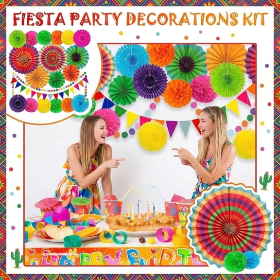 Paper Fans Party Decorations 20 Piece Mexican Fiesta Set for Birthday Events Backdrops Shop This Collection for Your Next Gathering