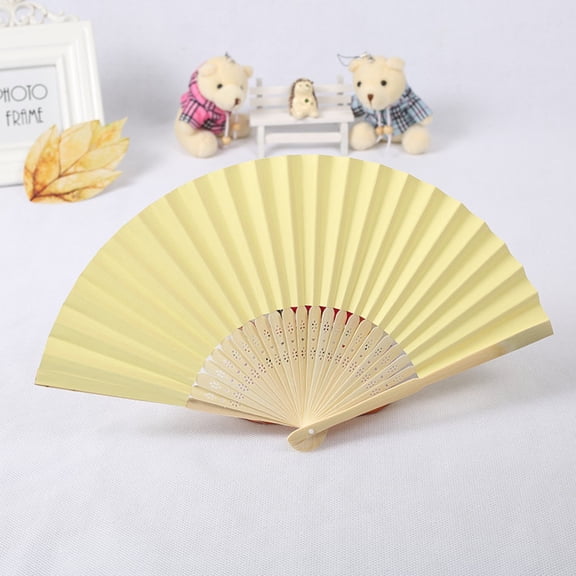 Paper Fans Set Pattern Folding Dance Wedding Party Folding Hand Held Solid Color Fan - 1 Piece