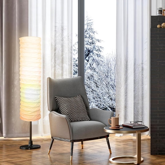 Paper Floor Lamp Shade Replacement White Floor Lamp Cover Long Standing Lampshade Foldable Protector for Living Room Hotel Home 95cm
