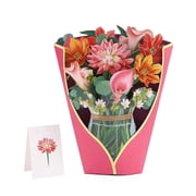 Paper Flower Bouquet 3D Popup Greeting Cards with Note Card & Envelope, Birthday Card, Anniversary Card, Get Well Gifts for Women, 12" Dahlia