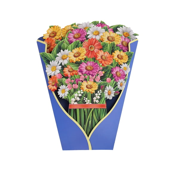 Paper Flower Bouquets and Greeting Cards Mothers'Day Gift,3D Flower Greeting Card,3D Pop--Up Card for Thank You,Thinking of You,Birthday,Women's Day Gift