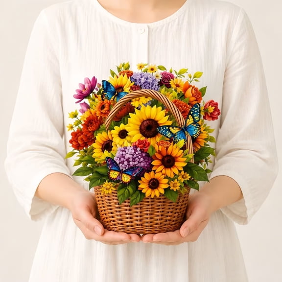Sunflower Bouquet Pop Up Card for Teacher Appreciation, Birthday & Thank You, 3D Flower Basket Greeting Card with Envelope & Note