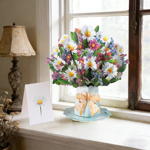 Paper Flower Pop Up Cards, Flower Bouquet Card Popup 3D Greeting Cards ...