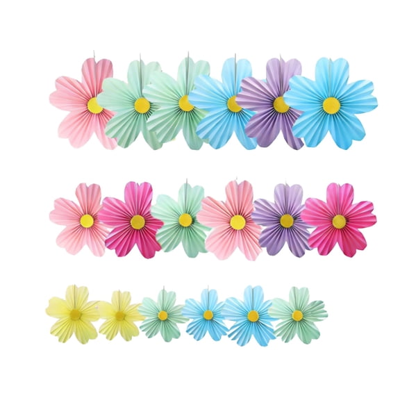 Paper Flowers 18 Pcs Springtime Paper Fan Decorations for Classroom, Party, Wall Decor