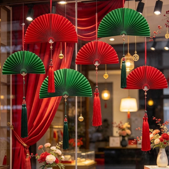 Paper Folding Fan Decorations Hanging Paper Fans Ornaments for Party ...