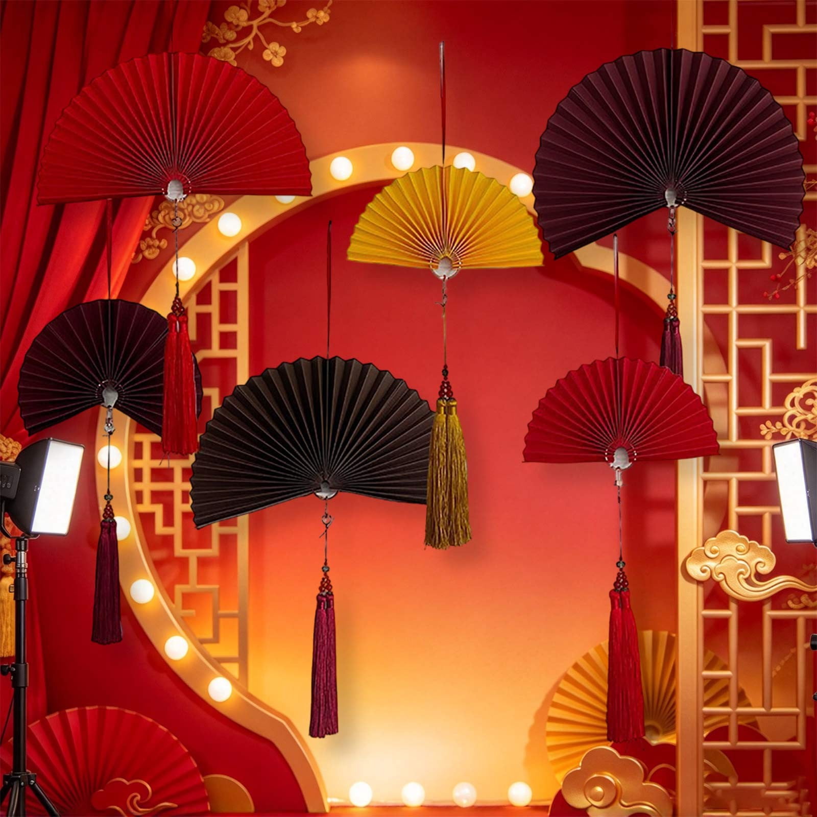 Paper Folding Fan Decorations Hanging Paper Fans Ornaments for Party ...