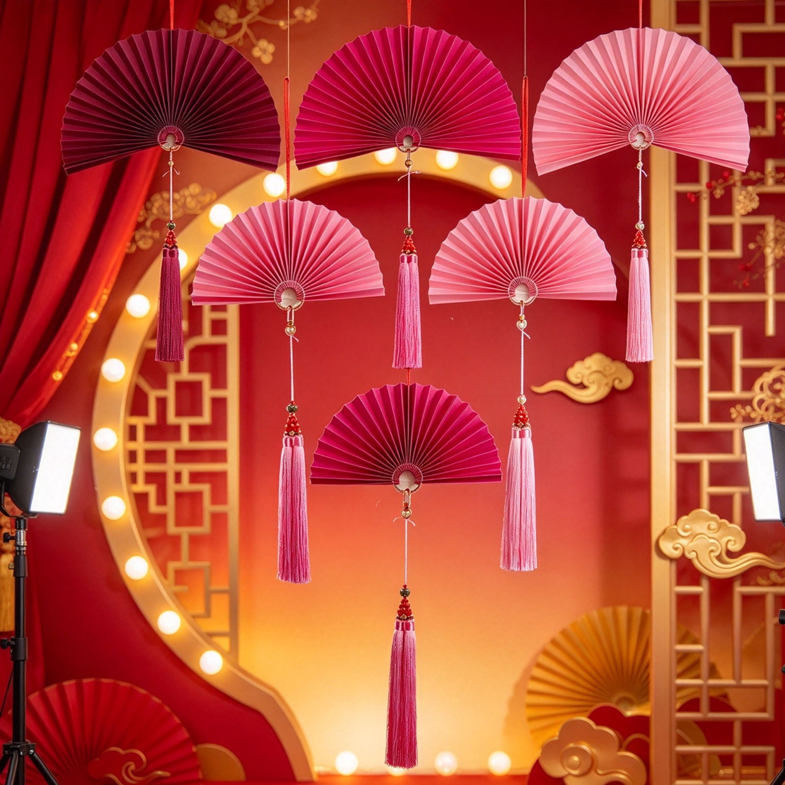 Decoration Paper Layout Paper Folding Fan Hanging Decorations Festive Ornaments, Sturdy Thick ...