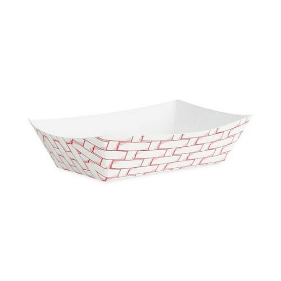 Paper Food Baskets, 0.25 Lb Capacity, 2.69 X 1.05 X 4, Red/white, 1,000/carton | Bundle of 2 Cartons