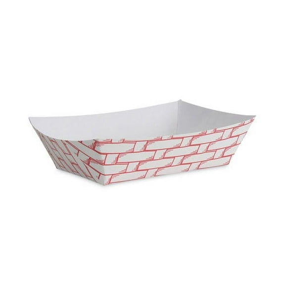 Paper Food Baskets, 2 Lb Capacity, Red/white, 1,000/carton | Bundle of 2 Cartons
