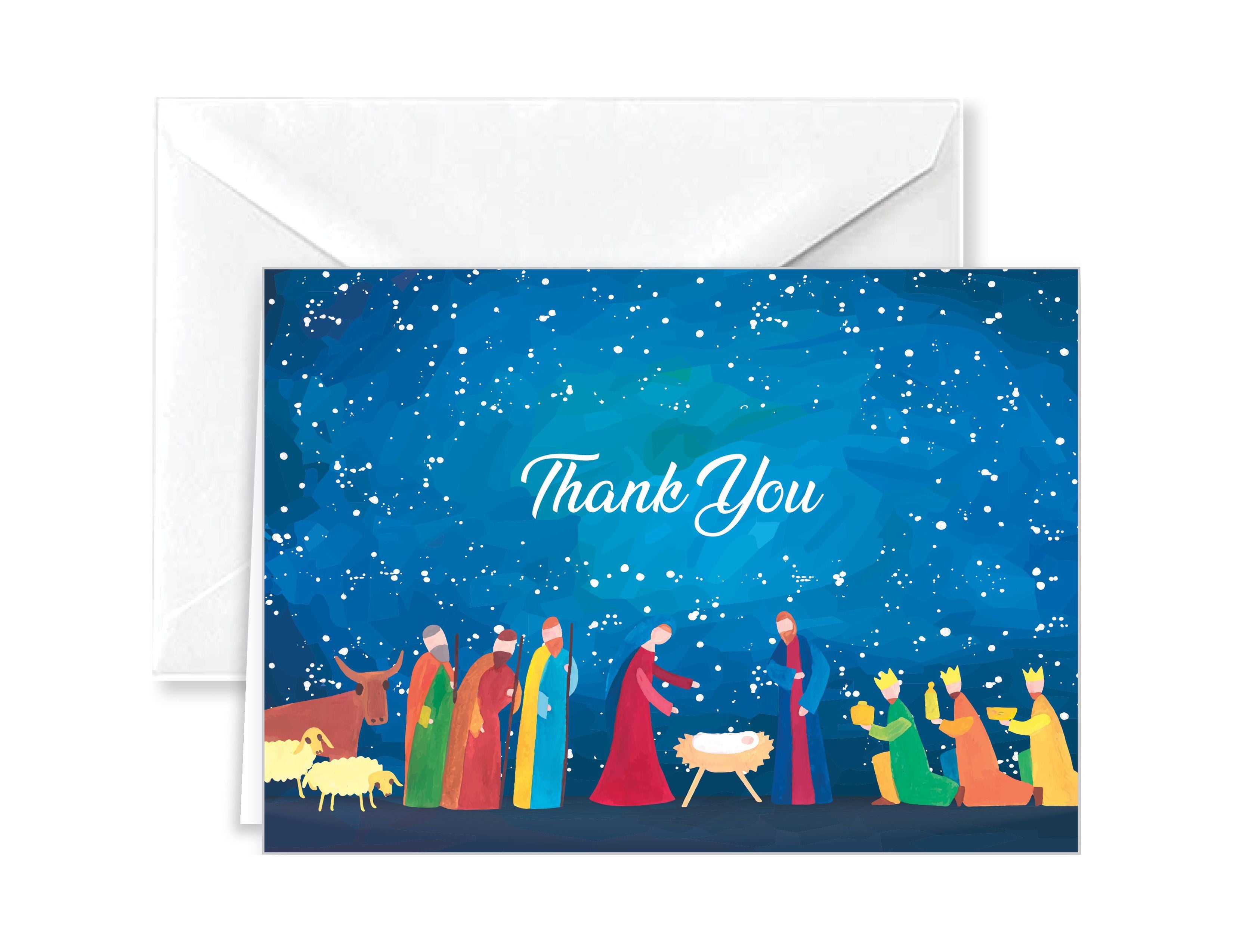Paper Frenzy Abstract Nativity Christmas Religious Thank You Note Cards ...