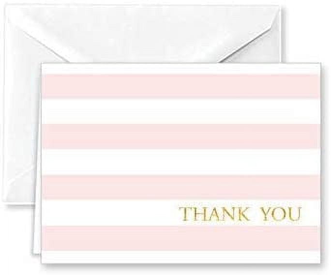 Paper Frenzy Baby Pink Stripe Thank You Note Cards and Envelopes - 25 ...