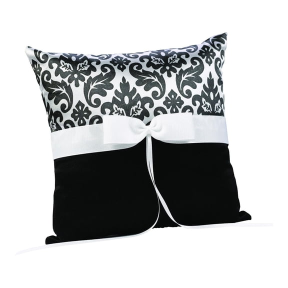 Paper Frenzy Black and White Damask Wedding Ring Bearer Pillow