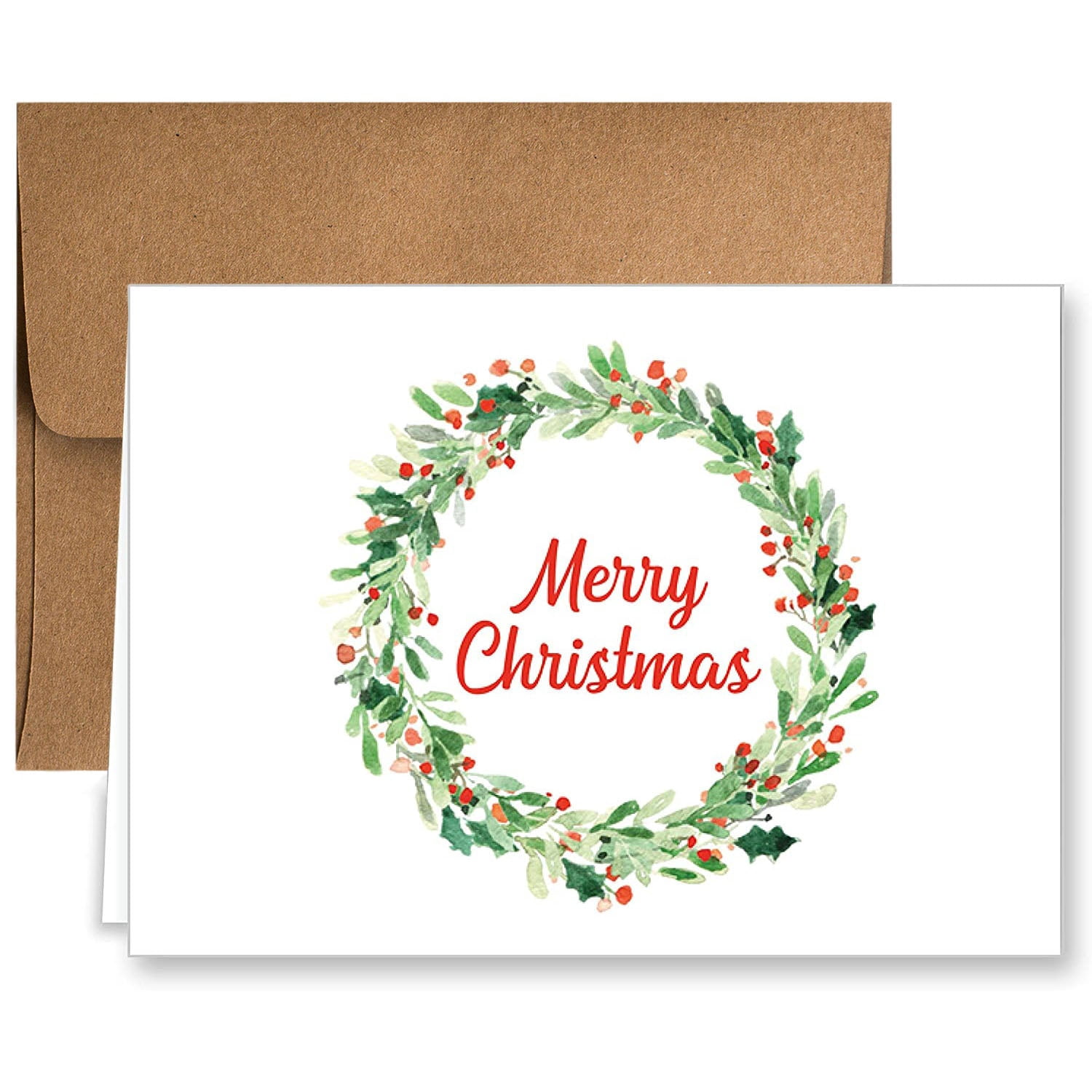 Elegant Paper Frenzy Christmas Wreath Cards with Kraft Envelopes - 25 ...