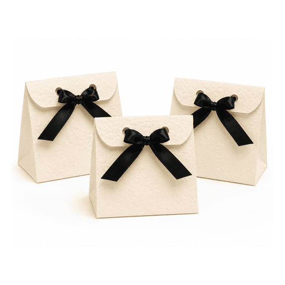 Paper Frenzy Cream Embossed Rose Floral Favor Boxes, 25-Pack Elegant Floral Wedding Favor Boxes for Candy & Treats - Ribbons Not Included, white